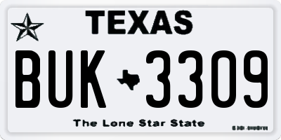 TX license plate BUK3309