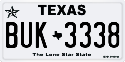 TX license plate BUK3338