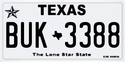 TX license plate BUK3388