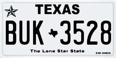TX license plate BUK3528