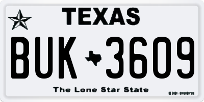TX license plate BUK3609