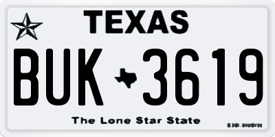 TX license plate BUK3619