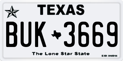 TX license plate BUK3669