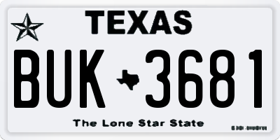 TX license plate BUK3681