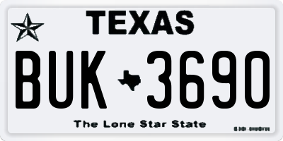TX license plate BUK3690