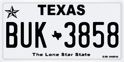 TX license plate BUK3858