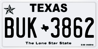 TX license plate BUK3862