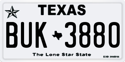 TX license plate BUK3880