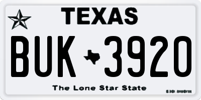 TX license plate BUK3920