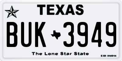 TX license plate BUK3949