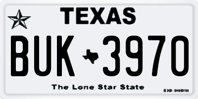 TX license plate BUK3970