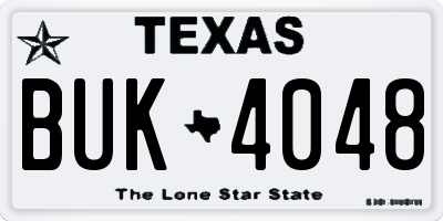 TX license plate BUK4048