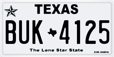 TX license plate BUK4125