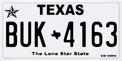 TX license plate BUK4163