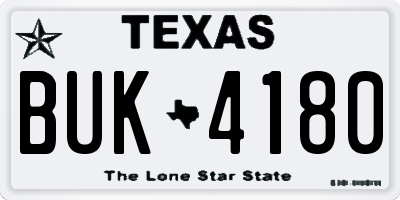 TX license plate BUK4180