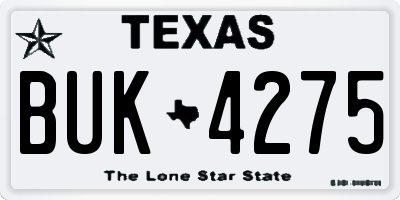 TX license plate BUK4275