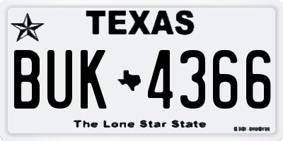 TX license plate BUK4366