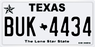 TX license plate BUK4434