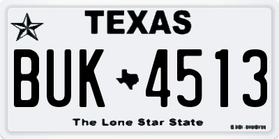 TX license plate BUK4513