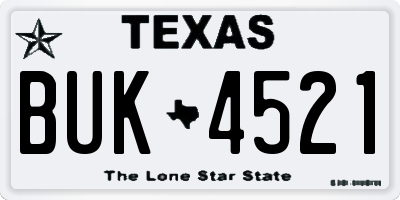 TX license plate BUK4521