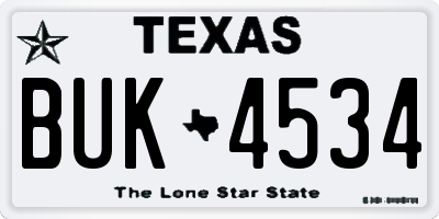 TX license plate BUK4534