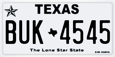 TX license plate BUK4545