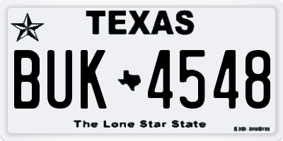 TX license plate BUK4548