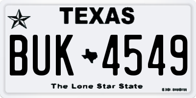 TX license plate BUK4549
