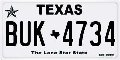 TX license plate BUK4734