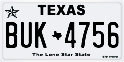 TX license plate BUK4756