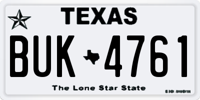 TX license plate BUK4761
