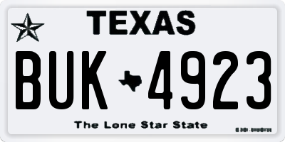 TX license plate BUK4923