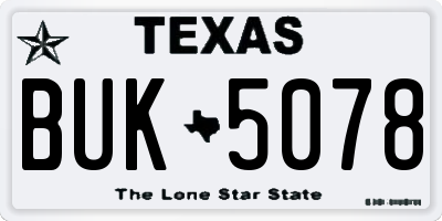 TX license plate BUK5078