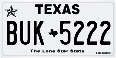 TX license plate BUK5222