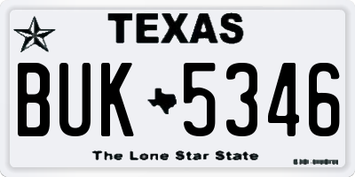 TX license plate BUK5346