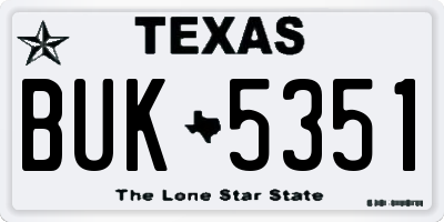 TX license plate BUK5351