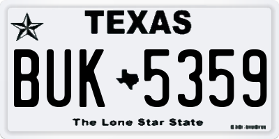 TX license plate BUK5359