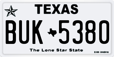 TX license plate BUK5380