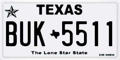 TX license plate BUK5511