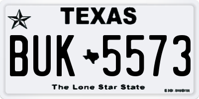 TX license plate BUK5573