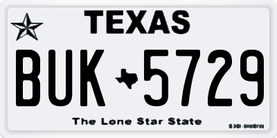 TX license plate BUK5729