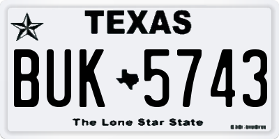 TX license plate BUK5743