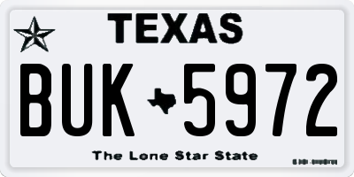 TX license plate BUK5972