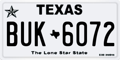 TX license plate BUK6072