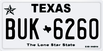 TX license plate BUK6260