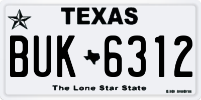 TX license plate BUK6312