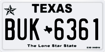 TX license plate BUK6361