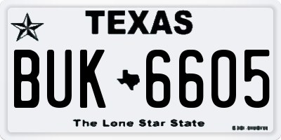 TX license plate BUK6605