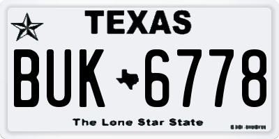 TX license plate BUK6778