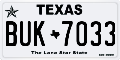 TX license plate BUK7033